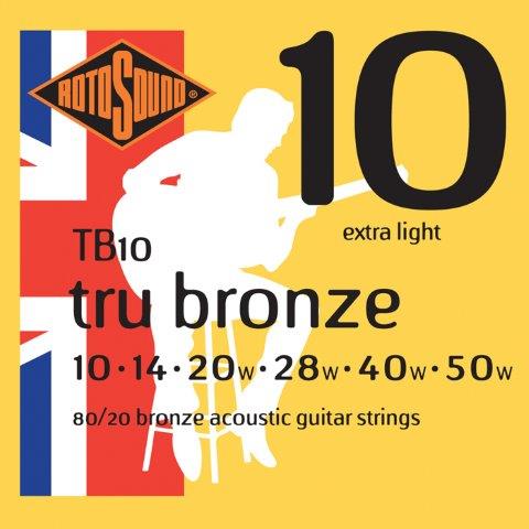 ROTOSOUND TB10 TRU BRONZE 80/20 STRING SET 10-50