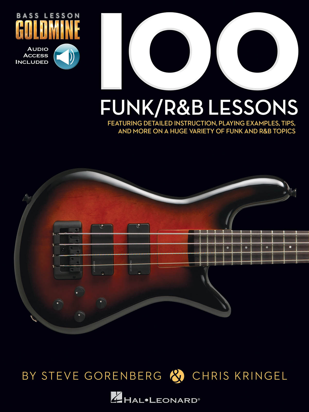 100 FUNK/R&B LESSONS  BASS GOLDMINE SERIES BK/OL