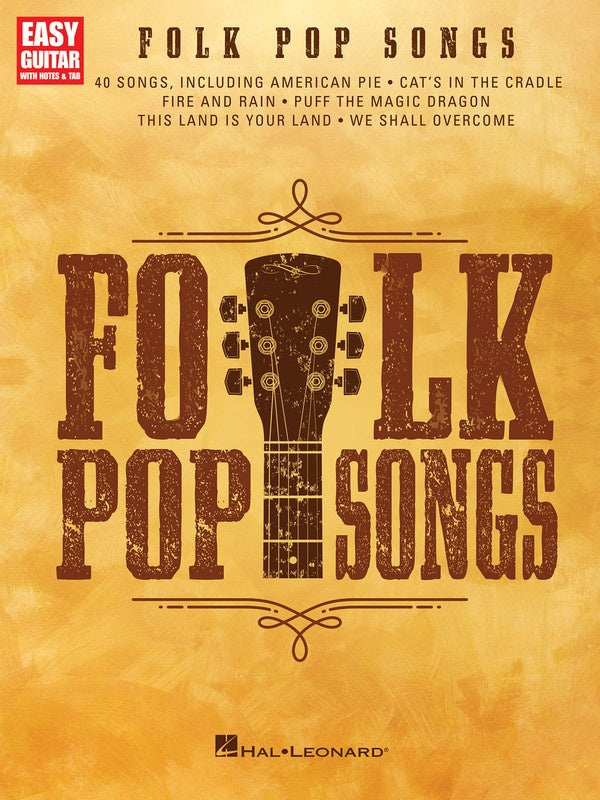 FOLK POP SONGS EASY GUITAR NOTES & TAB