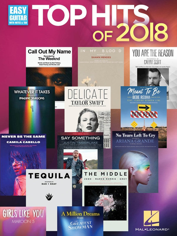 TOP HITS OF 2018 EASY GUITAR NOTES & TAB