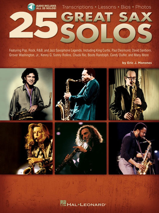 25 GREAT SAX SOLOS TENOR ALTO OR BAR SAX BK/CD